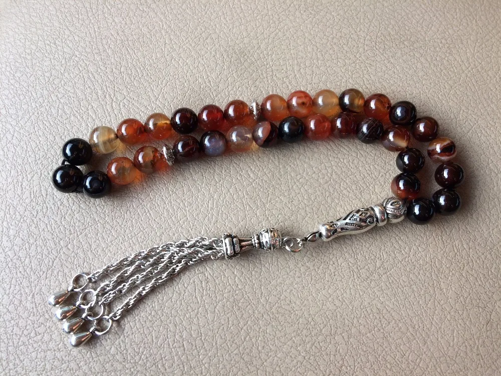 100 Natural 33 beautiful agate Islamic prayer beads Muslim tesbih Allah Rosary masbaha misbaha