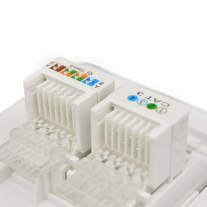 Глянцевая панель для телефона RJ11 с CAT5E RJ45 розетка 86x86 мм для интернет-телефона