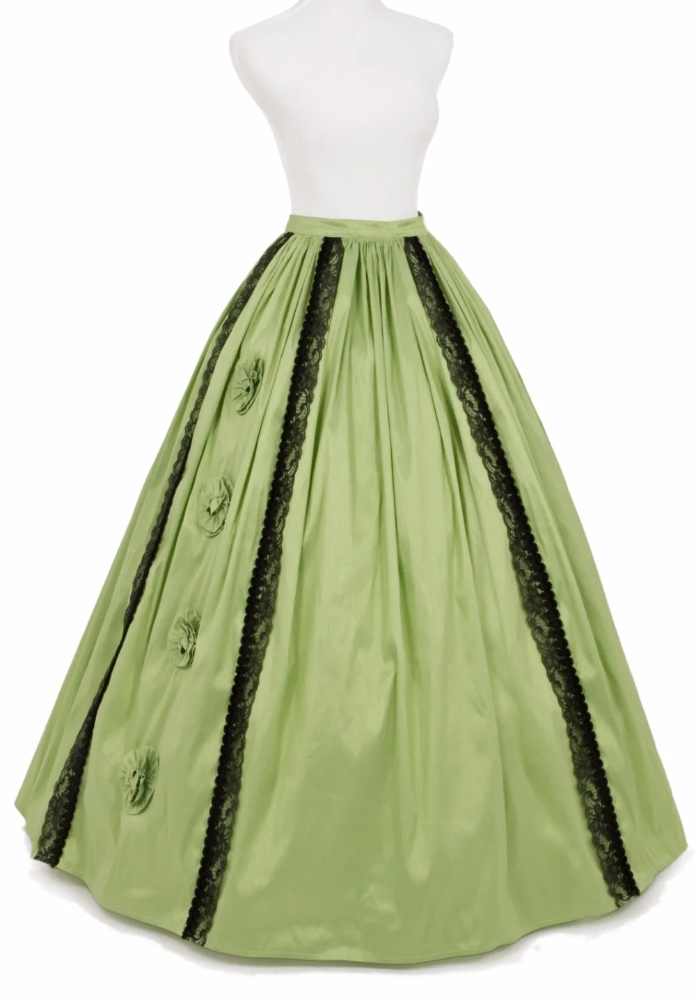 Ruffled Print Victorian Skirt Victorian French Pleated Gathered Bustle