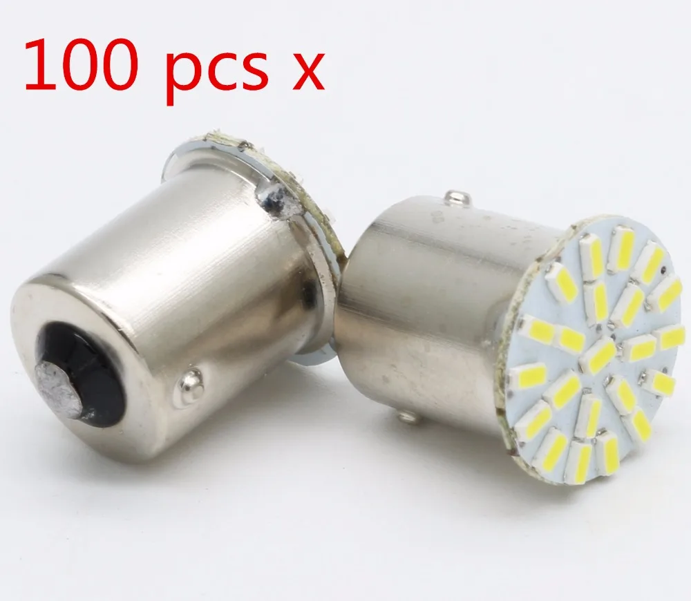 

100pcs S25 22 SMD 1156 BA15S 1157 BAY15D Auto Car Turn Lamp Brake Tail Parking Light white 22 LED 12V Car Led Light Bulbs