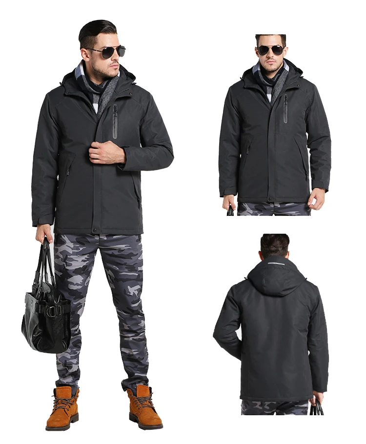 Мужская зимняя куртка с подогревом USB для мужчин, непромокаемая Светоотражающая куртка с капюшоном, Мужская теплая парка, хлопковая