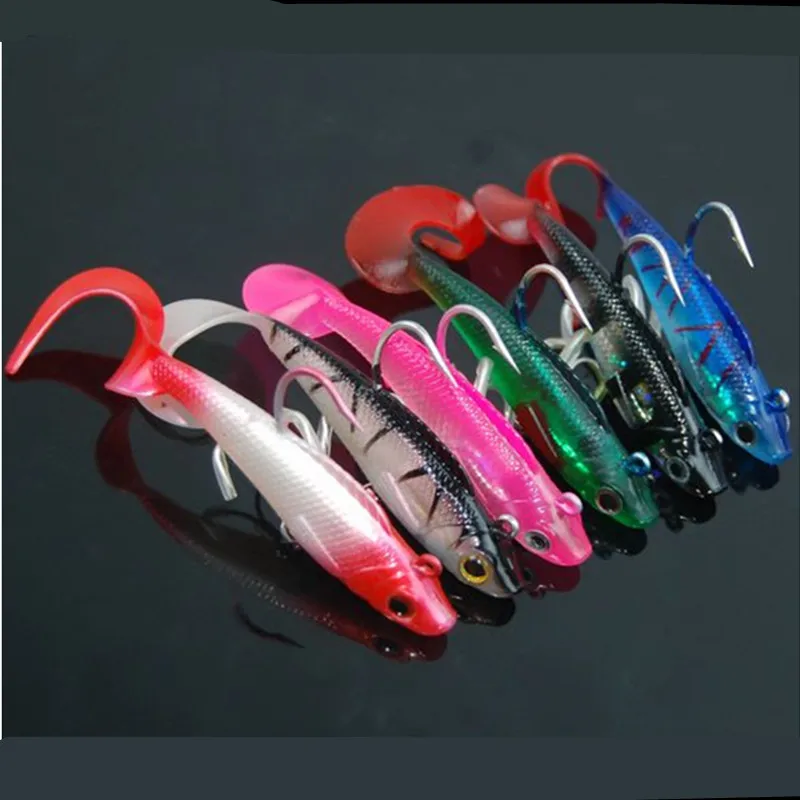 6pcs/lot 18g 9.5cm six color large Sinking big Soft shad Lure Lead Head