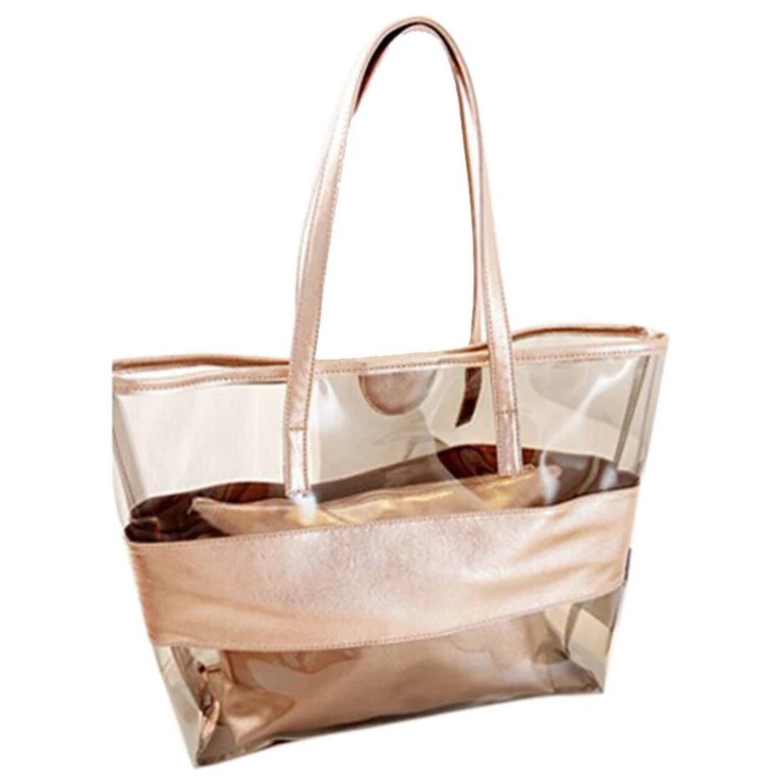 Waterproof Half Transparent Hand Bag, PVC Beach Bag and Polyester with ...