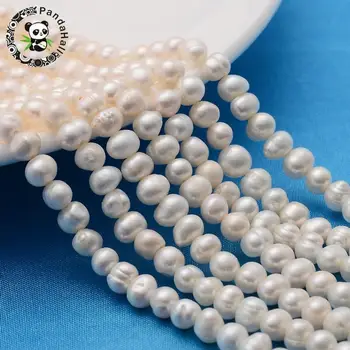 

Grade A Pearl Beads Strands, Polished, Potato, Natural Color, White, about 4~5mm in diameter, hole: 0.8mm, 14.1"/strand, about
