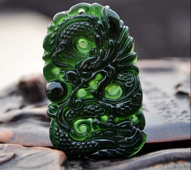 

Natural Real HeTian Jades Carved Dragon Lucky Amulet pendants Green JadeS Pendant certificate Necklace Fashion Jewelry