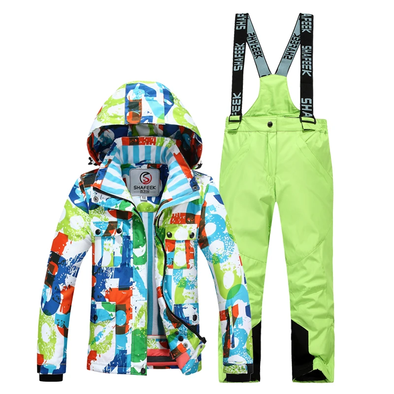 Детский лыжный костюм высокого качества; очень теплая лыжная куртка для мальчиков и девочек; комплект со штанами; Водонепроницаемая Куртка для сноуборда; зимний детский лыжный костюм