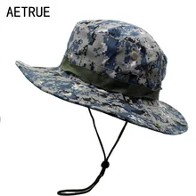 AETRUE модные шляпы от солнца для мужчин флоппи летние соломенные шляпы женские камуфляжные брендовые пляжные Панамы с широкими полями страйкбол снайперская шляпа