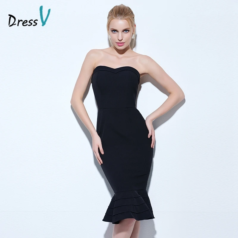 Buy Dressv black mermaid cocktail dress strapless