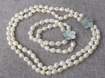 

07687 Natural White Baroque FW pearls necklace&bracelet set (A0513)