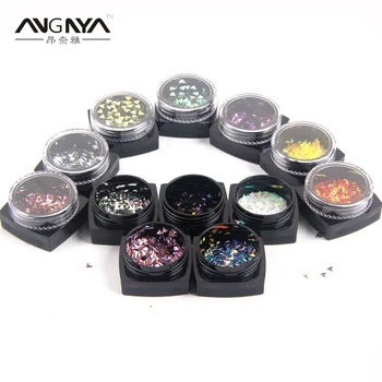 

ANGNYA 12 Colors/Set Nail Art Acrylic 3D Rhombus Glitter Shape Sequins Powder Acrylic Hexagon Sparkly Design Tool Decoration