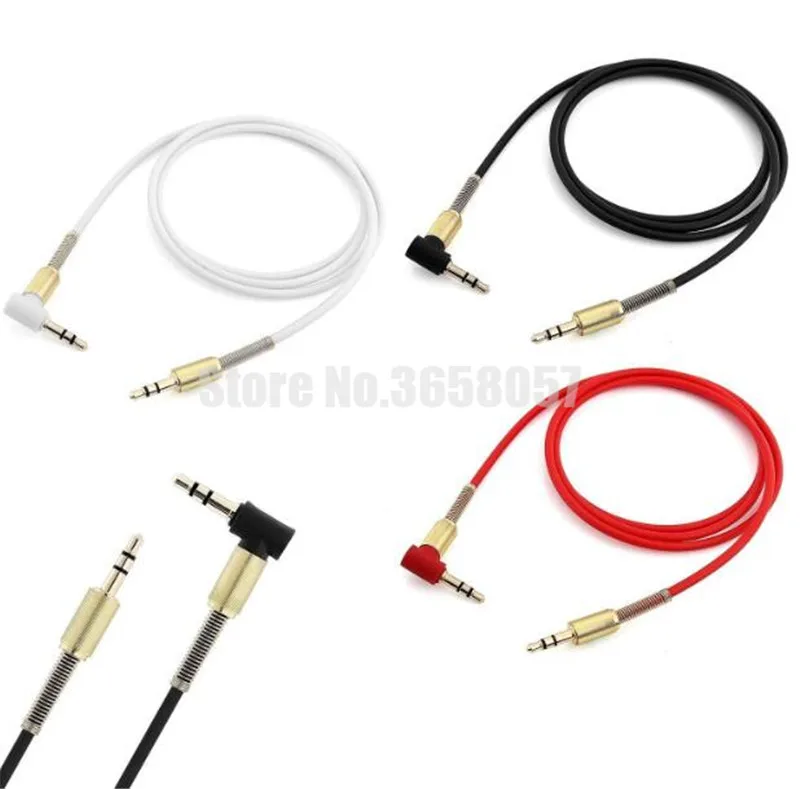 

100pcs 1M 3FT 3.5mm 90 Degree Right Angle aux cable Accessory Bundles for iphone for ipod for samsung mp3 mp4 pc