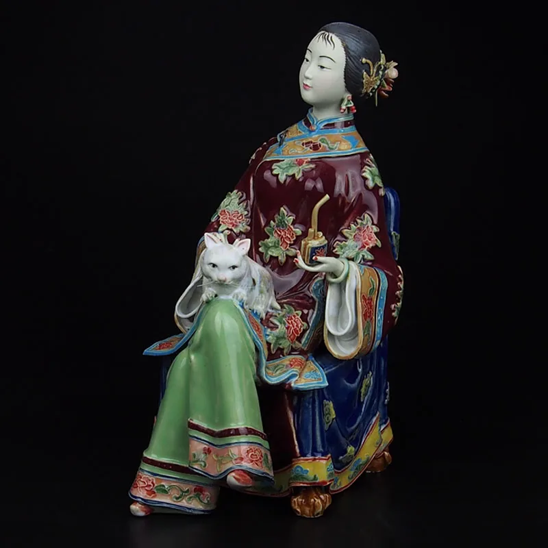 

Folk Art Porcelain Ceramic Traditional Chinese Fair Lady Figurine Collection Vivid and Elegant Handcraft for Gift SYX040