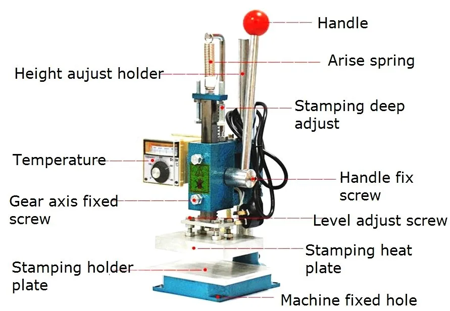 Большой размер ручной штамповочный станок машинка для тиснения Горячая штампующий кожа горячего тиснения фольги машина пресс