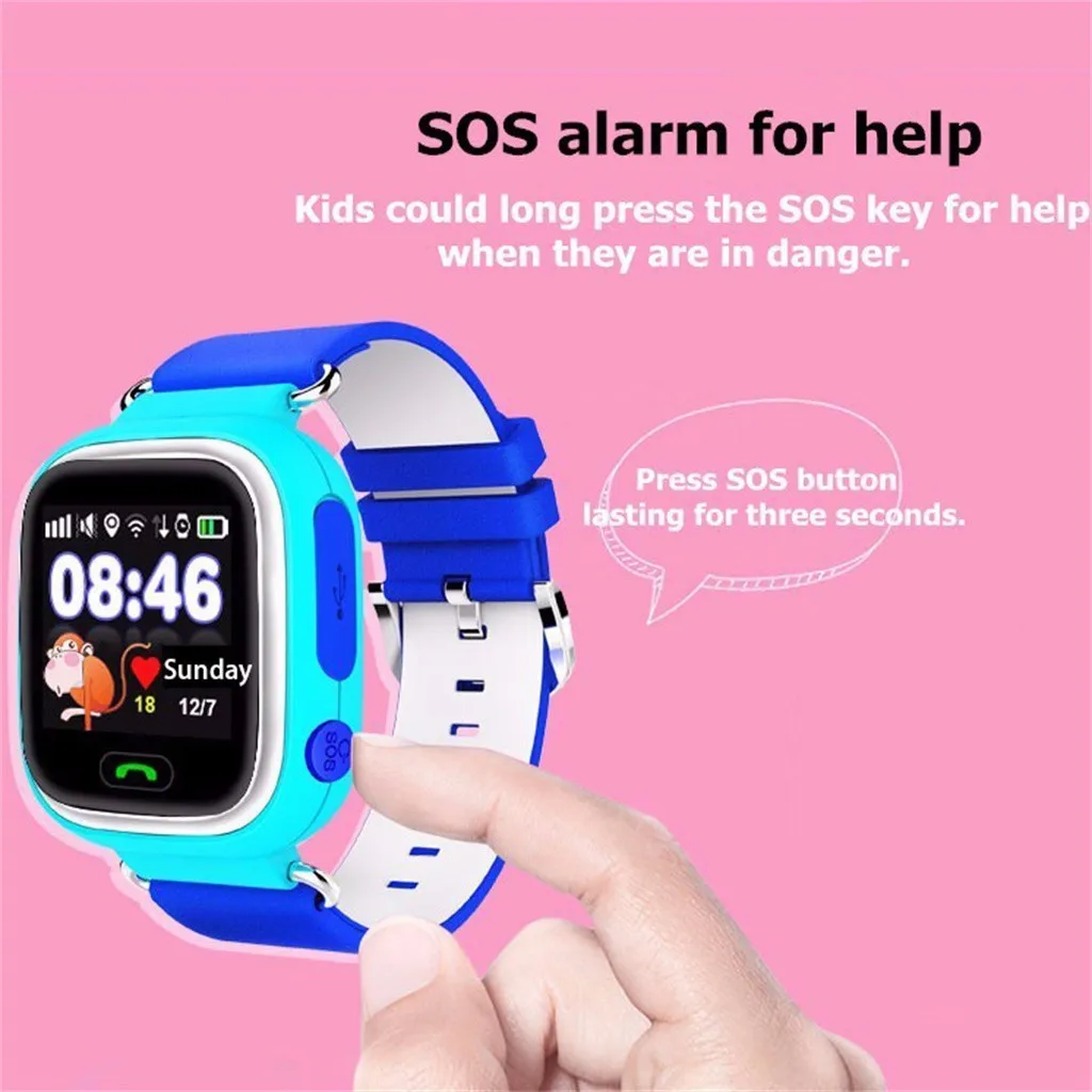 

OMESHIN Children's Smart Watch Q90 Loss-proof Safety GPS SOS SIM Call Meter Smart Phone Watch Guardian Angel 719#2