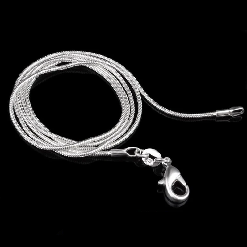 

2mm thickness 16" 18" 20" 22" 24inch 925 silver plated Snake Chain Lobster Clasp for Necklace Jewelry Findings Retail Wholesale