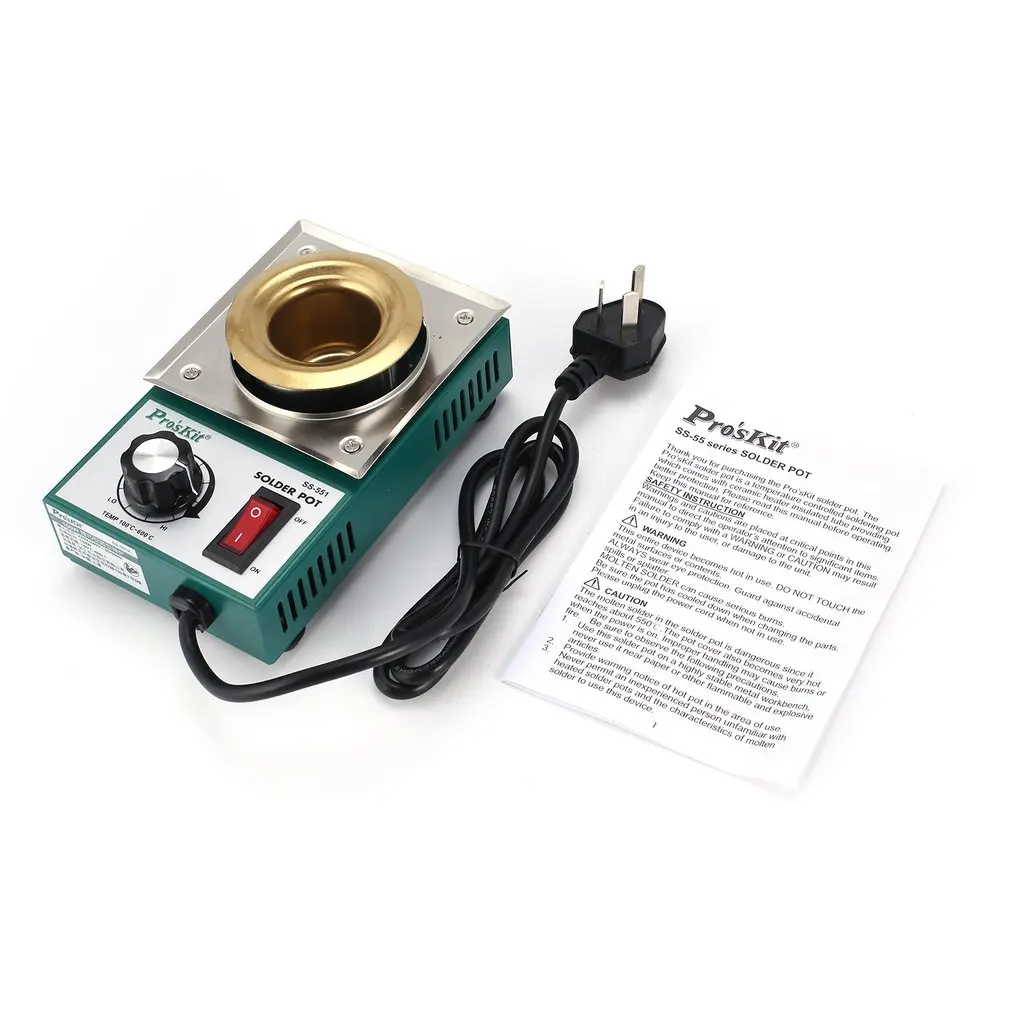 

Proskit 150W Solder Pot Tin Melting Soldering Desoldering Bath Furnace 100-600 Fast Heating Adjustable Temp Welding Tool