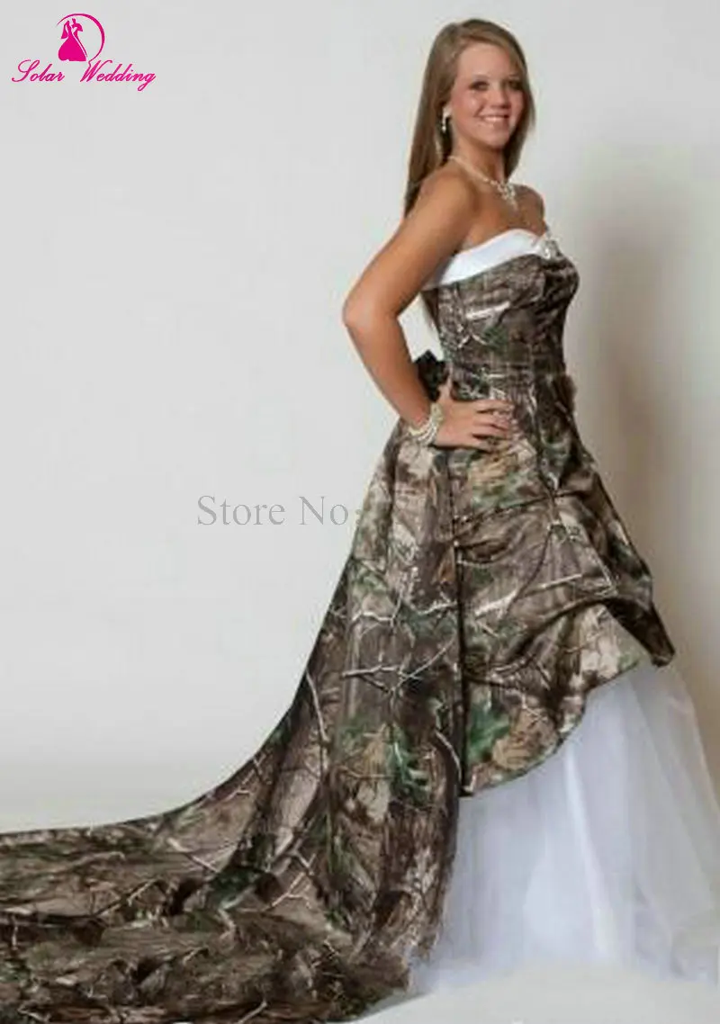 2016 White Camouflage Wedding Dresses With Beaded Camo Wedding