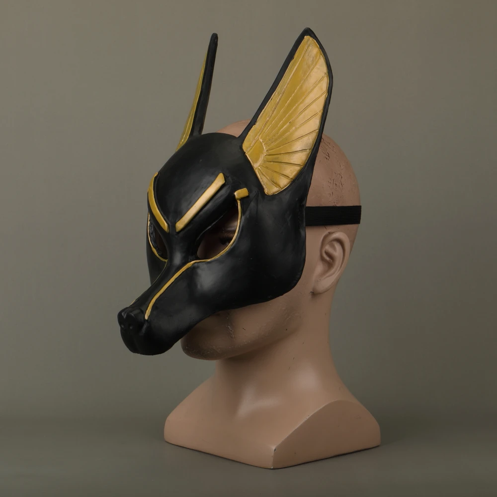 Egyptian Anubis Cosplay Face Mask Latex Foam Canis spp Wolf Head Jackal Animal Masquerade Props Party Halloween Fancy Dress Ball (10)