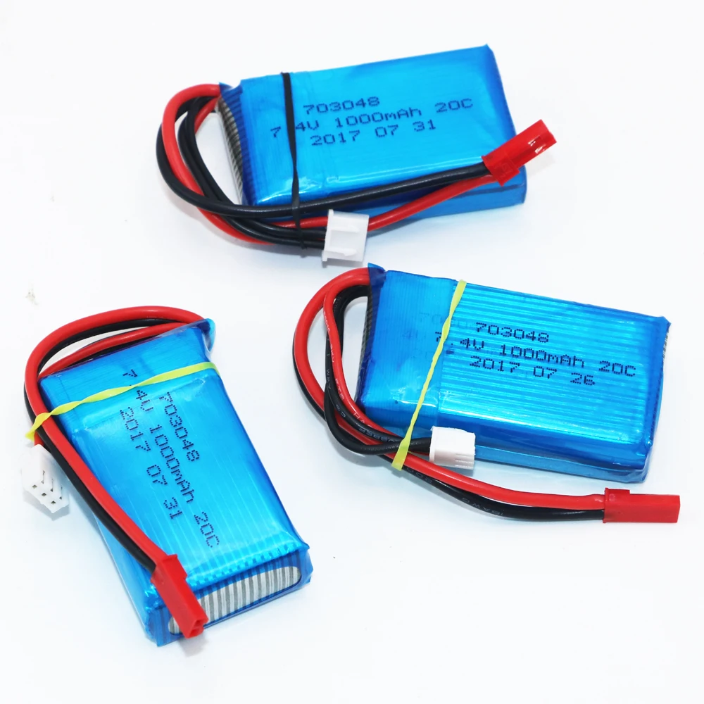 3 шт./лот для WLtoys V262 V353 V912 батарея 7,4 V 1000mAh 20C 2S Li-Po батарея для радиоуправляемого вертолета квадрокоптера