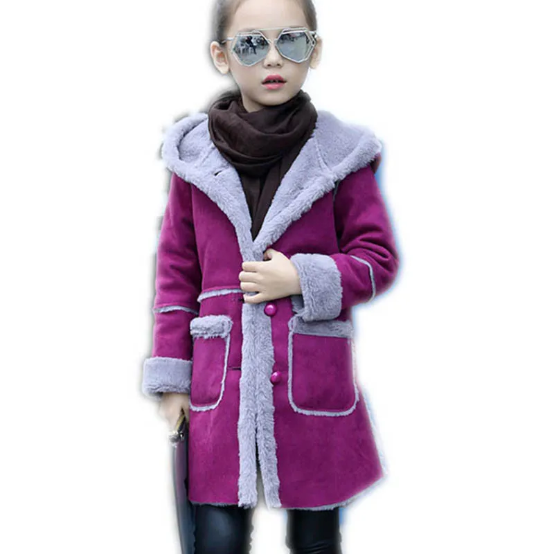 

2018 Kids Girls Outerwear Autumn Winter Long Coats Children Velvet Jacket Warm Overcoat Girls Clothes Hooded Overcoat Outfit M32