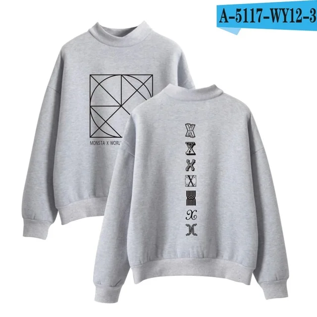 GL gray Kpop Monsta X Толстовка Женский свитшот Харадзюку водолазка толстовки женские зимние пуловеры с длинными рукавами флисовый спортивный костюм XXS-4XL - Цвет: GL gray
