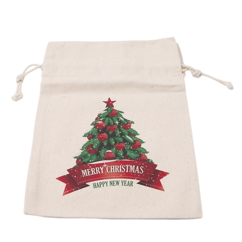 Новогодний Рождественский мешок для конфет Санта Клаус холщовый мешок для посуды деревенские винтажные чулки подарочная сумка