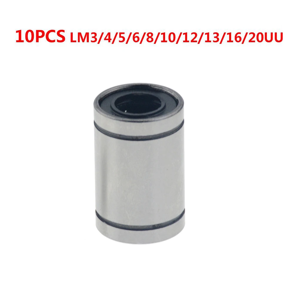 10 قطعة LM8UU LM10UU LM16UU LM6UU LM12UU LM3UU خطي جلبة 8 مللي متر CNC المحامل الخطية ل قضبان بطانة السكك الحديدية الخطية أجزاء عمود