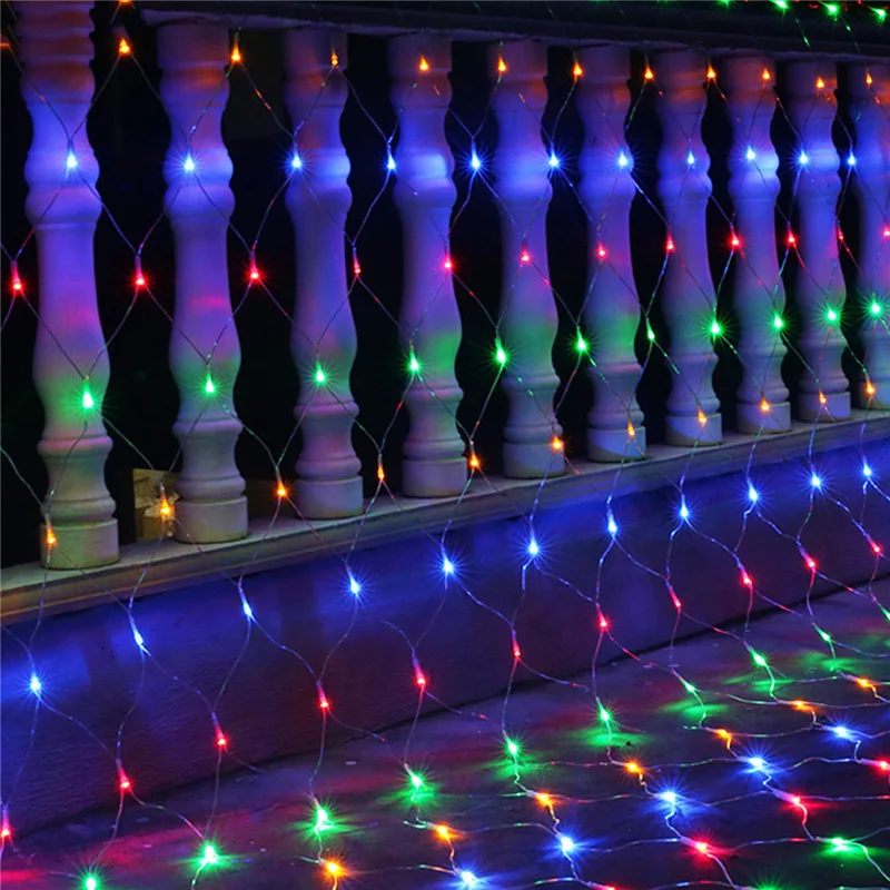 96 LEDs Fairy String Light 1.5mx1.5m Net Mesh Garland Xmas String Lamp Holiday Garden New Year Curtain Wedding Party Decor Light (10)