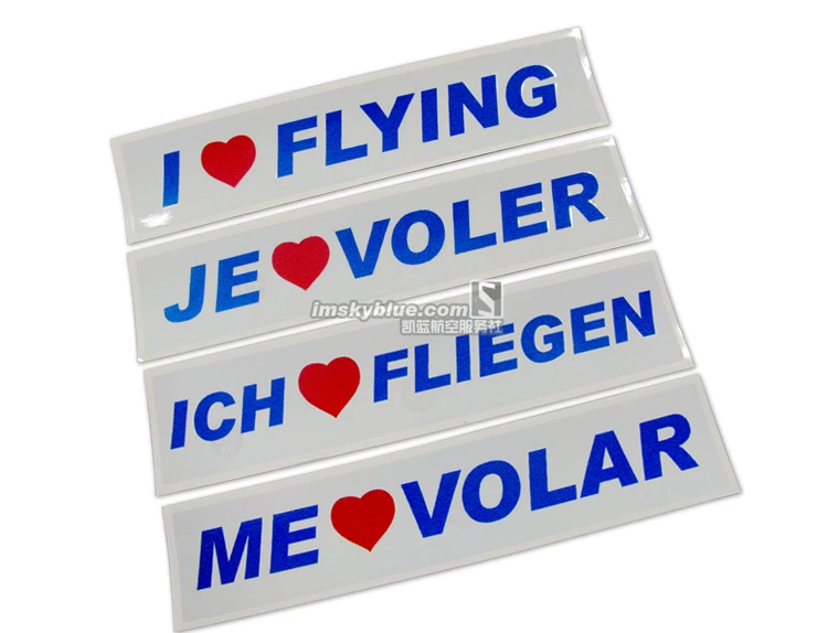 Наклейка с плакатом я люблю Летающий английский/немецкий/французский/стикер с надписью на испанском свет отражающий водонепроницаемость для любителей полетов