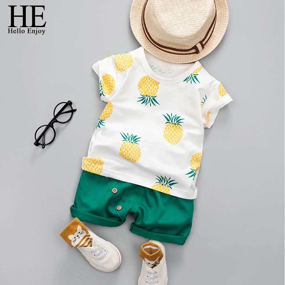 HE-Hello-Enjoy-Summer-Clothes-For-Boys-Kids-Short-Sleeve-Print-Pineapple-T-shirt-Shorts-2