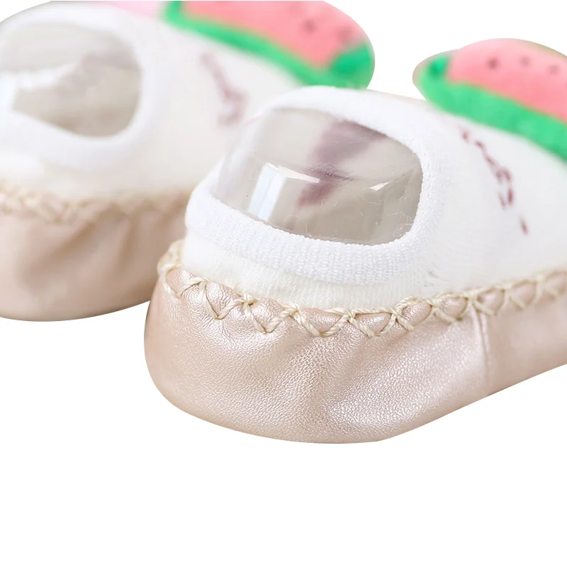 Cute Fruit Shoe Socks For Baby Combed Cotton Anti Slip Boy Girl Floor Socks Leather Sole Newborn Socks 0-12 Months Home Slippers (8)