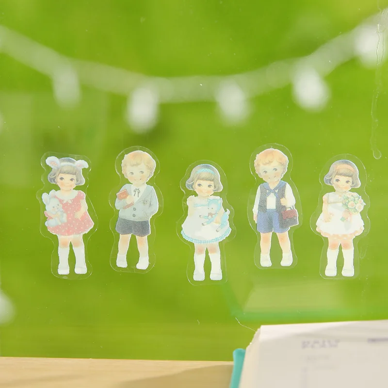 6 PCS New Translucent Lovely Stickers Paper Girls Combination Paper Doll Mate Children Notebook Stationery Decorative Stickers