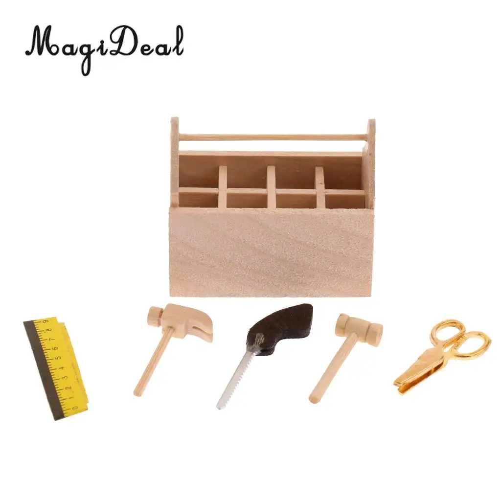 1/12 Scale Miniature Dollhouse Wooden Toolkit Toolbox Furniture Set Life Scenes Dolls Accessories Decor Model Toys