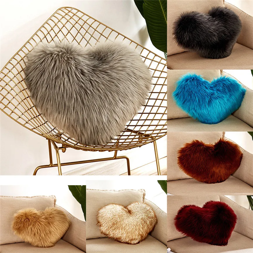 

Heart Shaped Winter Warm Throw Pillow Cushion Plush Pillows Gift New Year Enfeites De Natal 40*50cm Nov#3