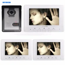 DIYSECUR 800 x 480 7inch Video Intercom Video Door Phone 1 Camera 3 Monitors for Home / Office Security System White