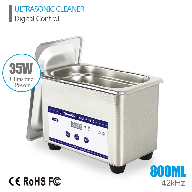0.8L ЕС США 35 Вт 220 В/110 В Мини Ультразвуковой Очиститель Ванна Для Cleanning Ювелирные