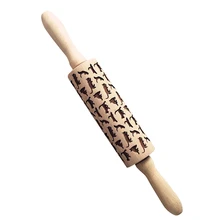 1 шт. 34 см деревянная Скалка лазерная резка стильный рисунок кошки тиснение формы для духовки высокого качества