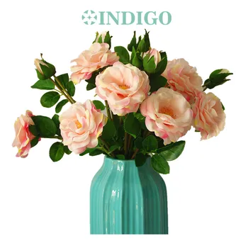 

INDIGO- Pink Rosa multiflora Spray Flower With Buds (2 flower+2buds) Home Wedding Silk Flower Floral Event Party Interior Trim