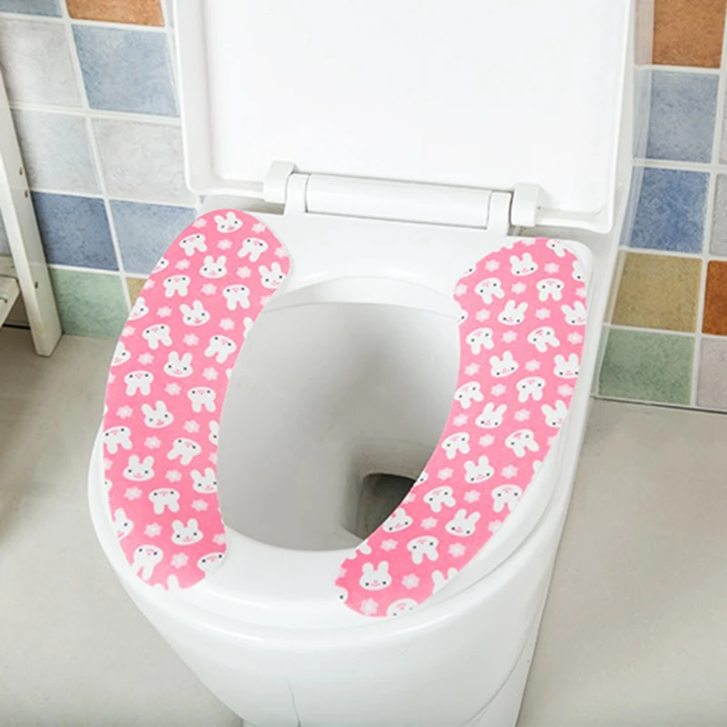 Paste type Bathroom Toilet Seat Closestool Washable Soft Warmer Rabbit