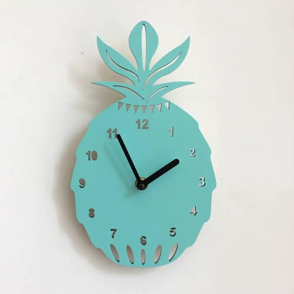 Скандинавские украшения для дома деревянные бесшумные часы с изображением ананаса настенные украшения часы украшение детской комнаты 1 шт - Цвет: green