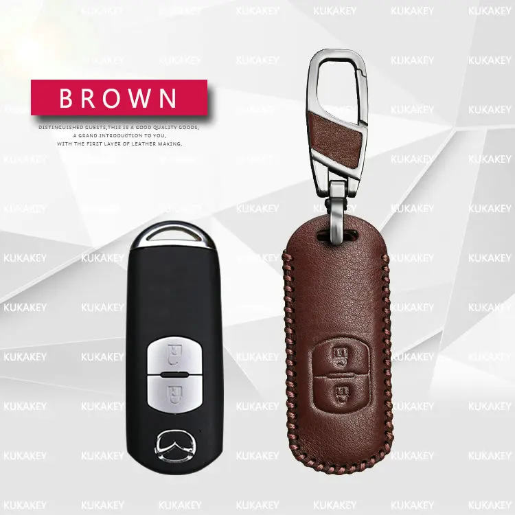Кожа ключа автомобиля чехол Обложка для Mazda 3 5 6 8 CX5 CX7 CX9 M6 GT Smart Remote Ключа автомобиля Shell Защитная оклейка автомобилей - Название цвета: 2 Button Brown