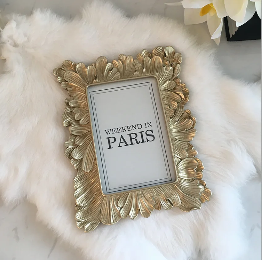 Retro 6 Inch Resin Photo Frame Picture Frames Gold Wall Frame Creative Home Decoration For Desktop Supplies