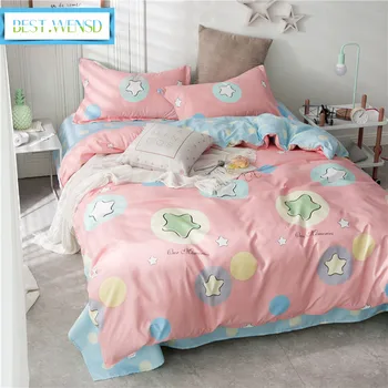 

BEST.WENSD DropShipping Soft polyester & cotton bed clothes pink Winter Comforter Bedding Set Home Textiles 3/4pcs Print AB side
