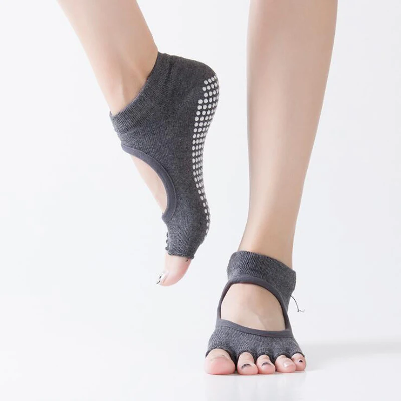 Women Yoga Socks Half Toe Backless 5 Fingers Socks Gym Fitness Sport Pilates Non Slip Cotton Breathable Footwear Woman New