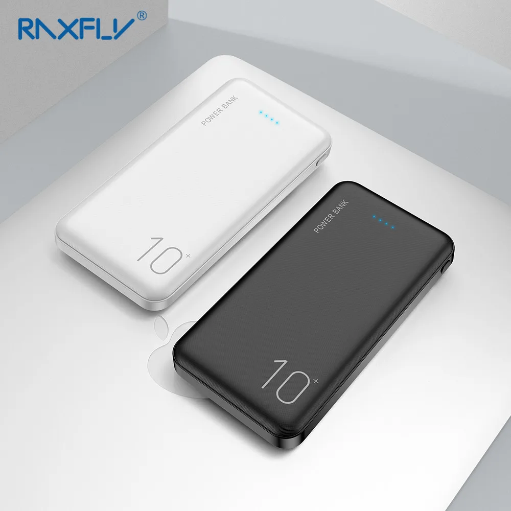 RAXFLY 10000mAh power Bank портативное зарядное устройство 10000 тонкий внешний аккумулятор зарядное устройство для Xiaomi Mi 9 iPhone