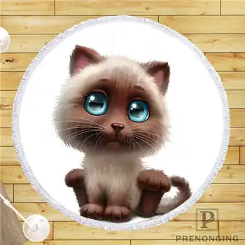 

Custom DIY Customized Microfiber Fabric halloween_black_cat_ Round Beach Blanket Towel Printed on Demand 150cm #19-01-28-1-46