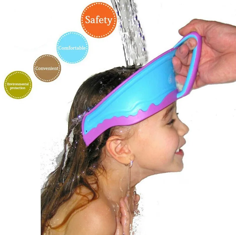 Adjustable baby shower cap protect shampoo, kids bath visor hat, hair