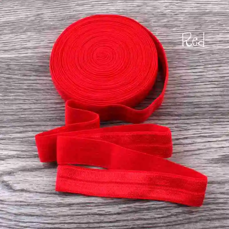 10 ярдов 5/"(15 мм) красота блестящий сплошной цвет FOE эластичная лента для волос стягивается над эластичной лентой для головы носить подарочная упаковка - Цвет: Red