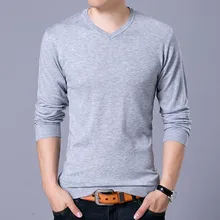 Повседневное Для мужчин свитер Демисезонный сплошной цвет тонкий пуловер Новая мода Для мужчин s v-образным вырезом slim fit с длинным рукавом свитеры, брендовая одежда