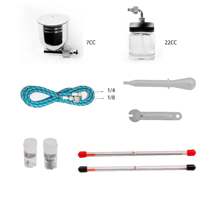 Комплект аэрографа двойного действия 0,2 мм/0,3 мм/0,5 мм Игла Аэрограф Дизайн ногтей лицо макияж тела татуировки большой емкости